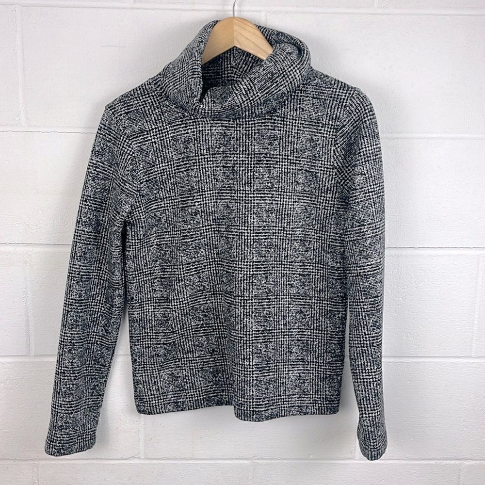 J.Crew mercantile funnel neck plaid pullover sweater